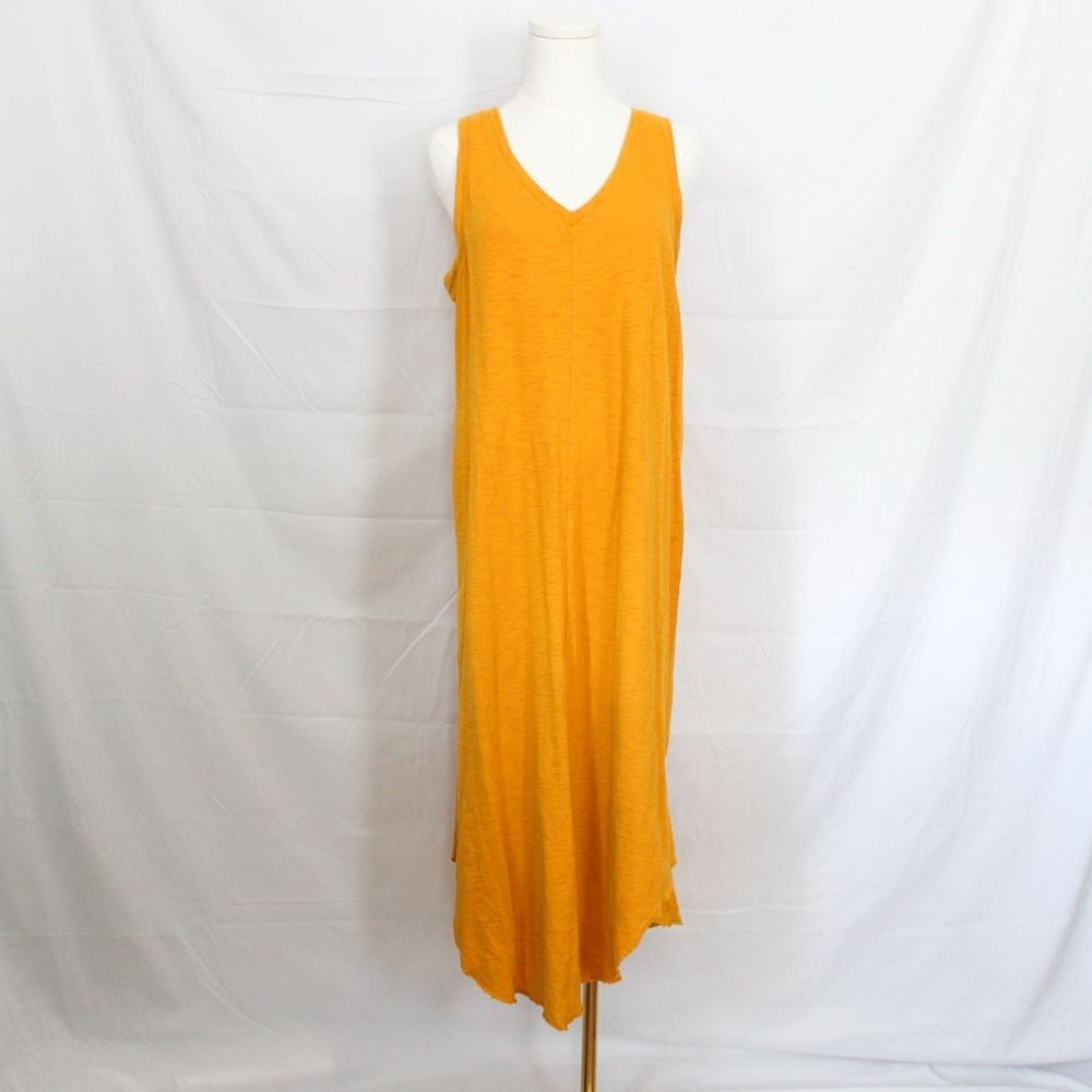 NWOT GAP Women's 100% Cotton V-neck Sleeveless Maxi Dress Small Rugby Gold